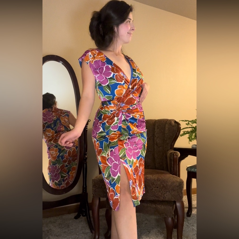 Maggy London Ruched Floral Dress